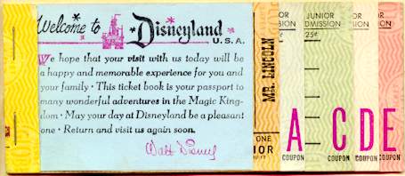 Biljetthfte till Disneyland.